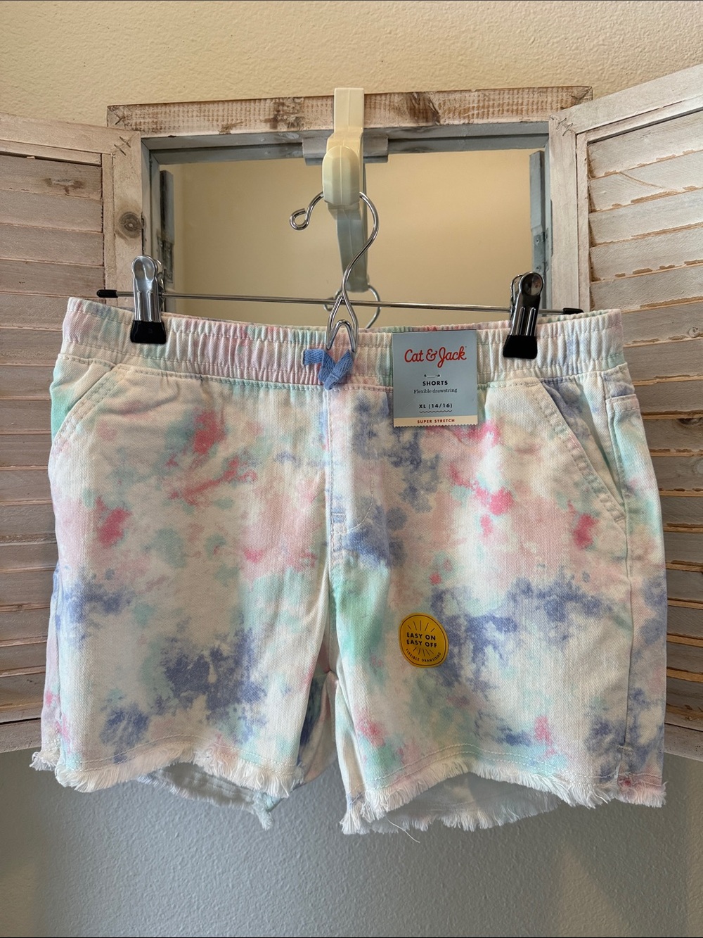 Cat & Jack Pastel Tie-Dye Frayed Hem Shorts - Pink, Blue, Mint